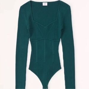 Abercrombie & Fitch | Corset Sweetheart Sweater Bodysuit | Size M | Teal